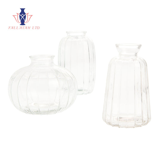 Clear Glass Ribbed Bud Vase