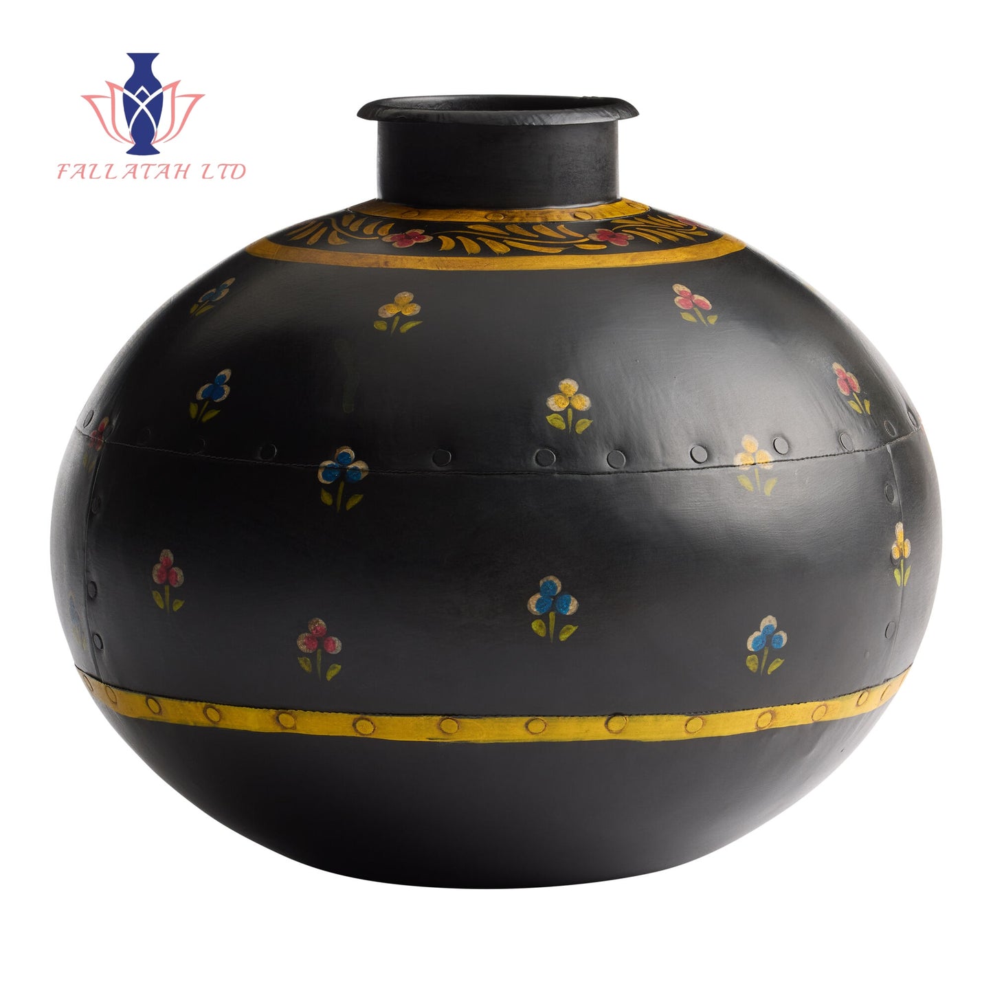 CRAFT Black Hand Painted Authentic Found Iron Vase