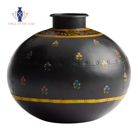 CRAFT Black Hand Painted Authentic Found Iron Vase