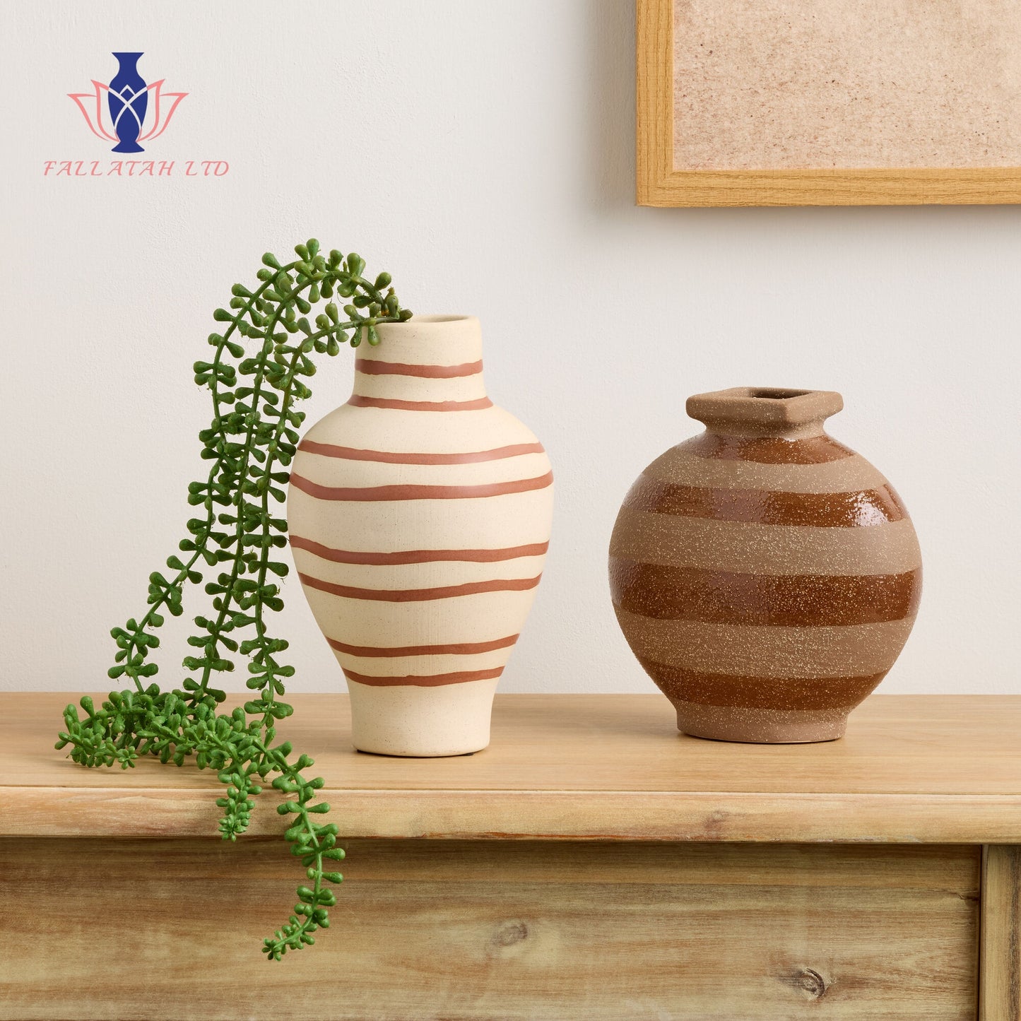 Clay Striped Vase Collection