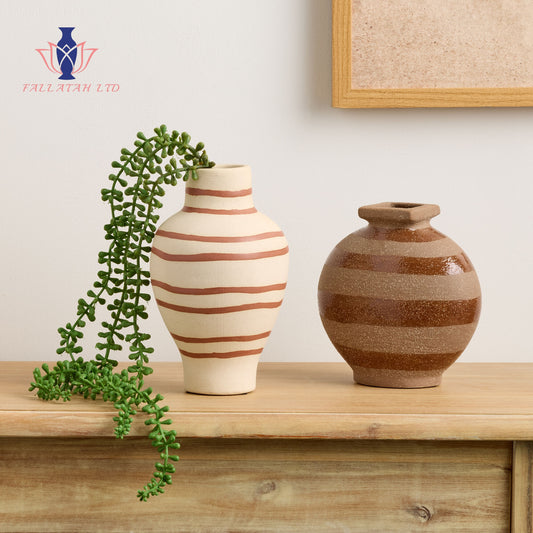 Clay Striped Vase Collection